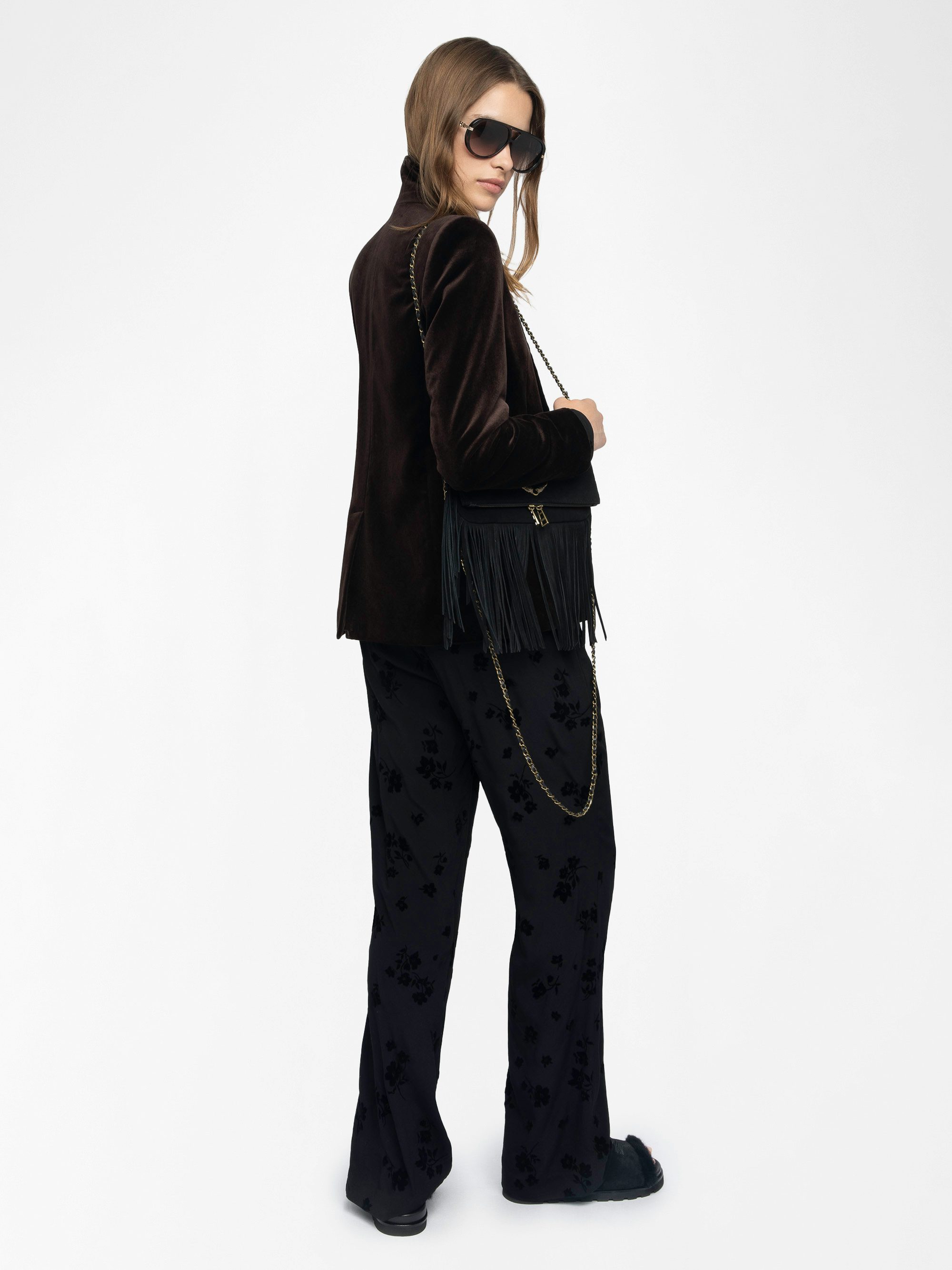 Poma Trousers - Viscose flocked trousers, jogger style with elastic waistband.
